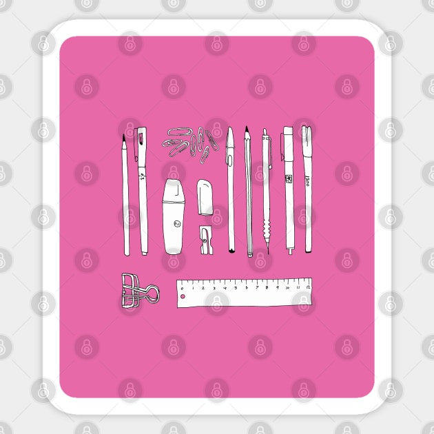 Stationery in pink Sticker by Aidi Riera